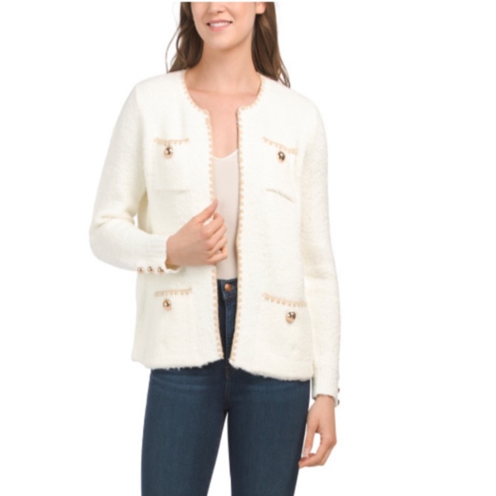 Sioni Lady Cardigan Ivory Size Large NWT - Picture 10 of 10